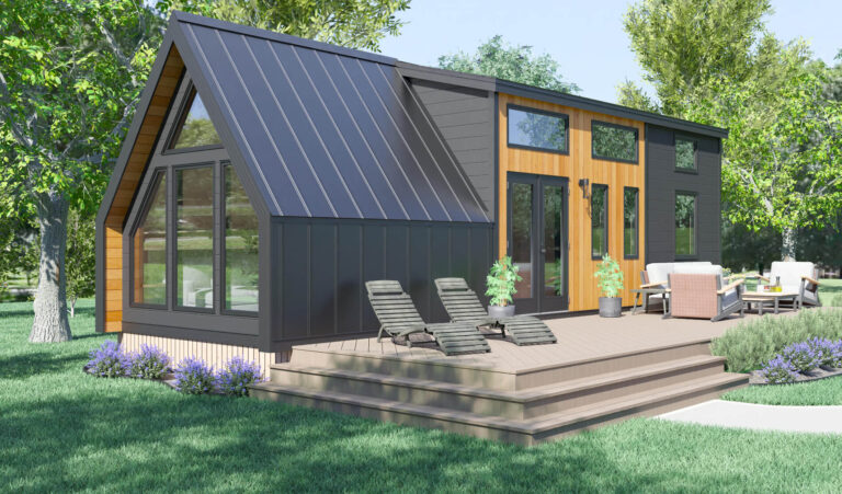 Exterior rendering of the Amberwood Sedona Model tiny home