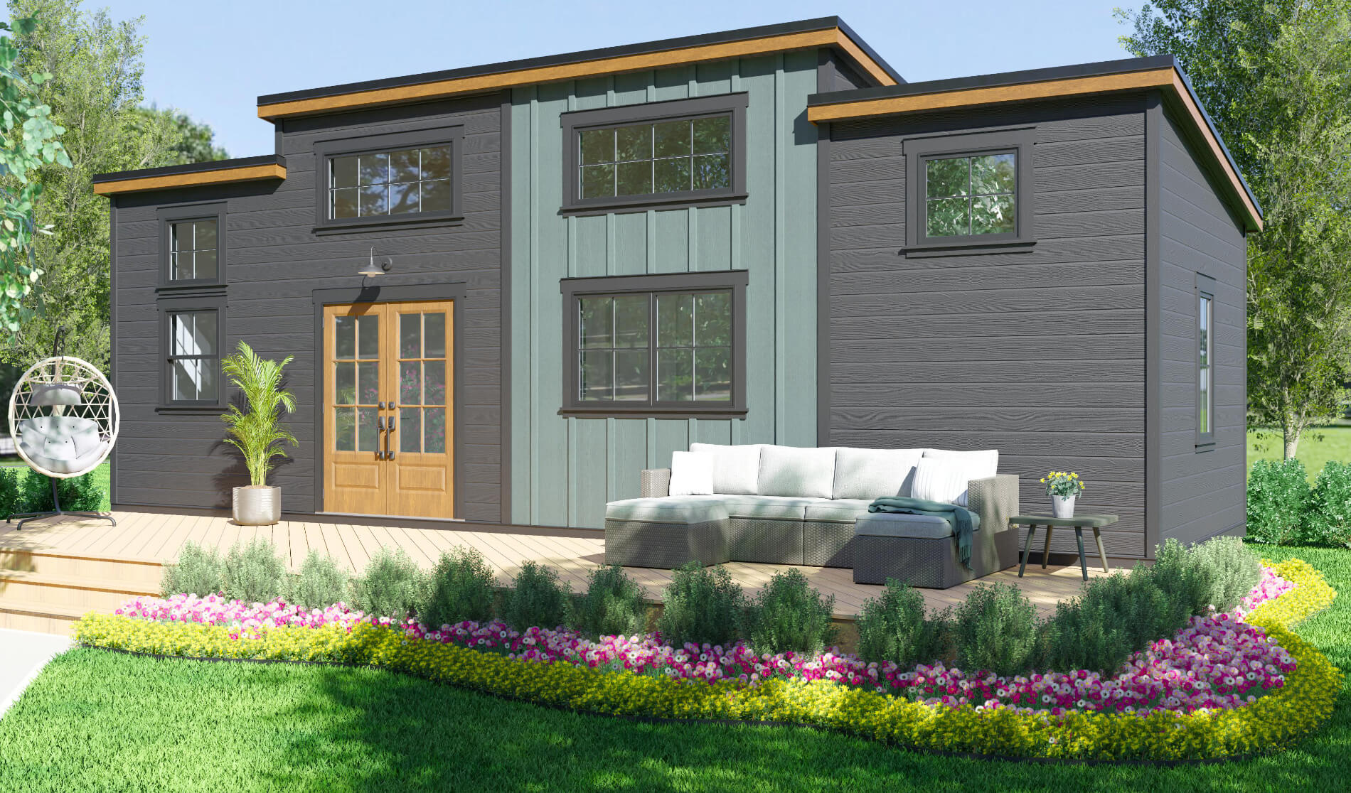 Exterior rendering of the Amberwood Zion Model tiny home