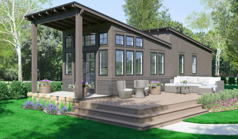 Exterior rendering of the Amberwood Sequoia Model tiny home