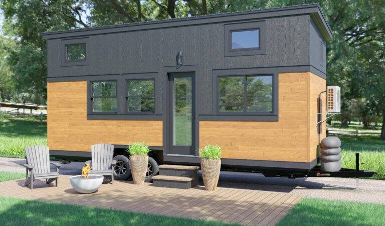 Exterior rendering of the Amberwood Glacier Model tiny home