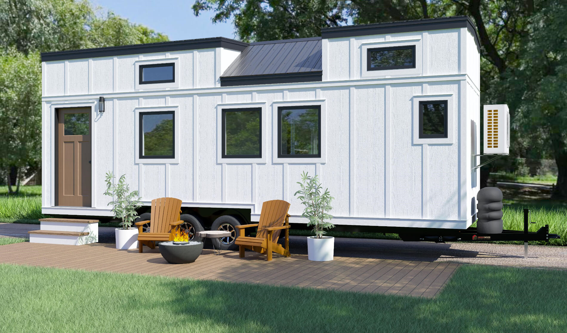 Exterior rendering of the Amberwood Yukon Model tiny home
