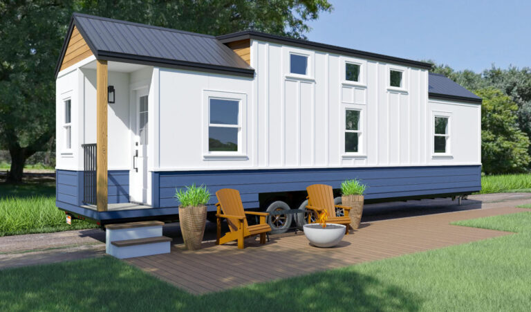 Exterior rendering of the Amberwood Banff Model tiny home