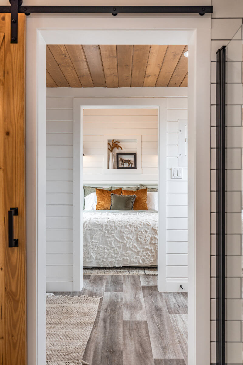 A bright and spacious tiny home bedroom