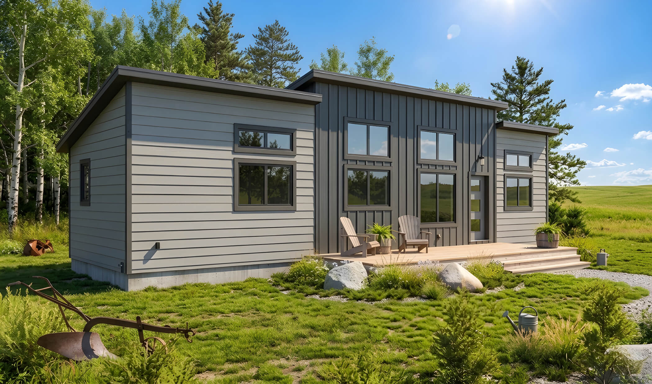 Digital rendering of the Teton tiny home model from Amberwood Tiny Homes